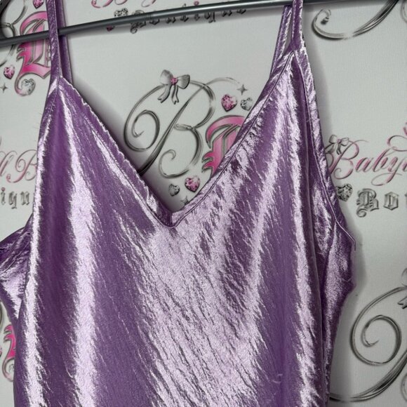 Mikey & Joey dress shimmer shiny lilac purple royal long maxi spaghetti strap - Picture 9 of 11